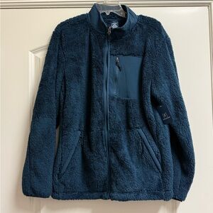 NWT Men’s George furry fleece full zip blue jacket size large